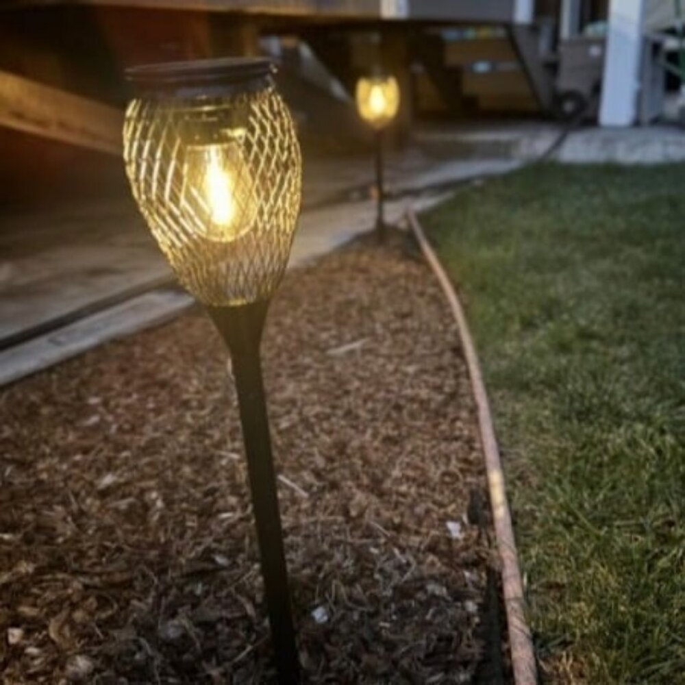 2 pack Solar Pathway Lights Outdoor, Solar Garden Lights with IP65 Waterproof